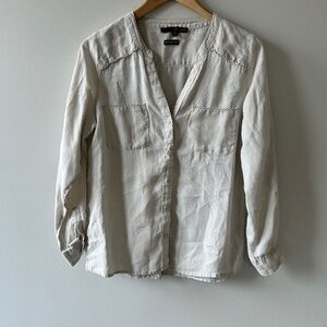 Women's Linen washable size Medium Long Sleeve Summer Resort wear Cruise Natural